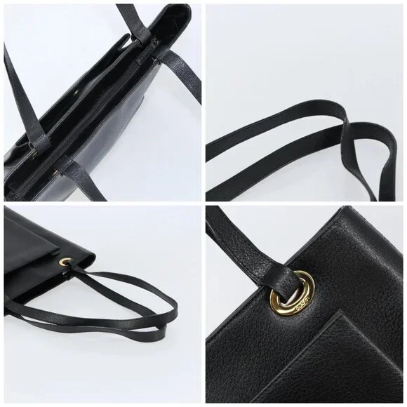 GUCCI Tote Bag Leather Black Gold 002 1817 0336 Auth ep12099